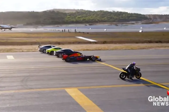 Seven-way unlikely drag race [video]